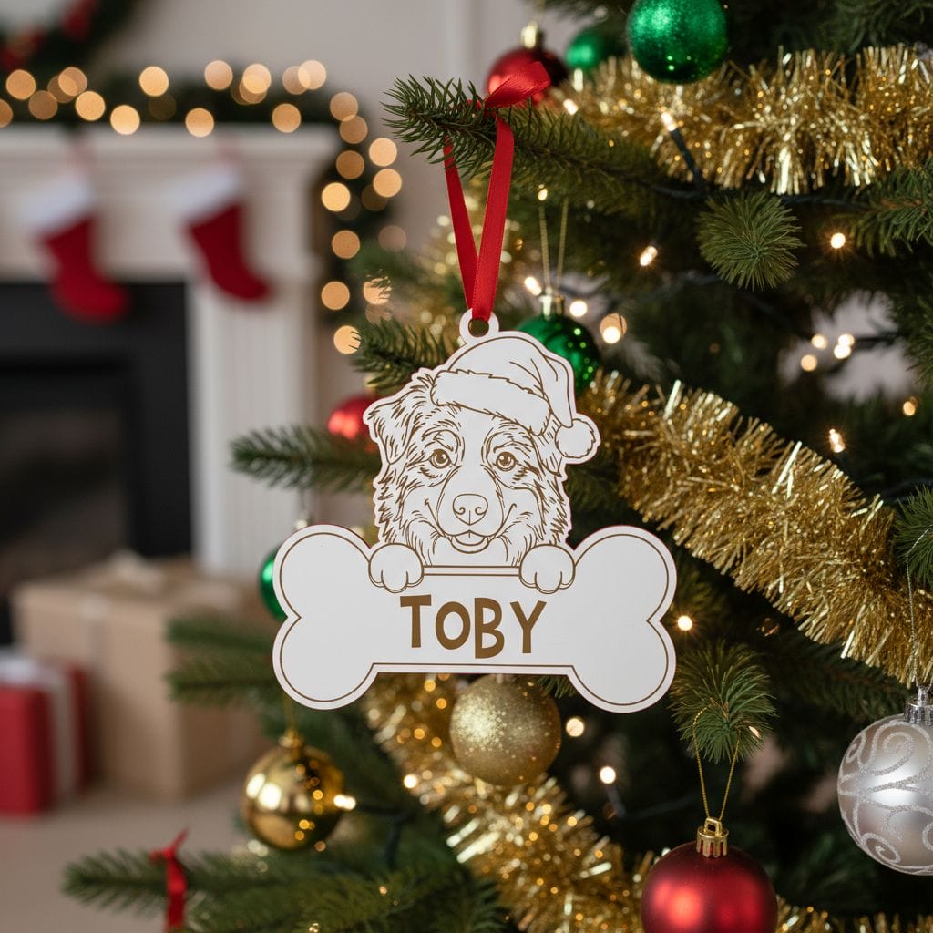 Bola de natal animal personalizada c/ osso e nome 1 Bola de natal animal personalizada c/ osso e nome